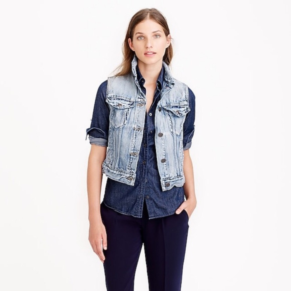 NWOT J. Crew Denim Vest in Patina Wash